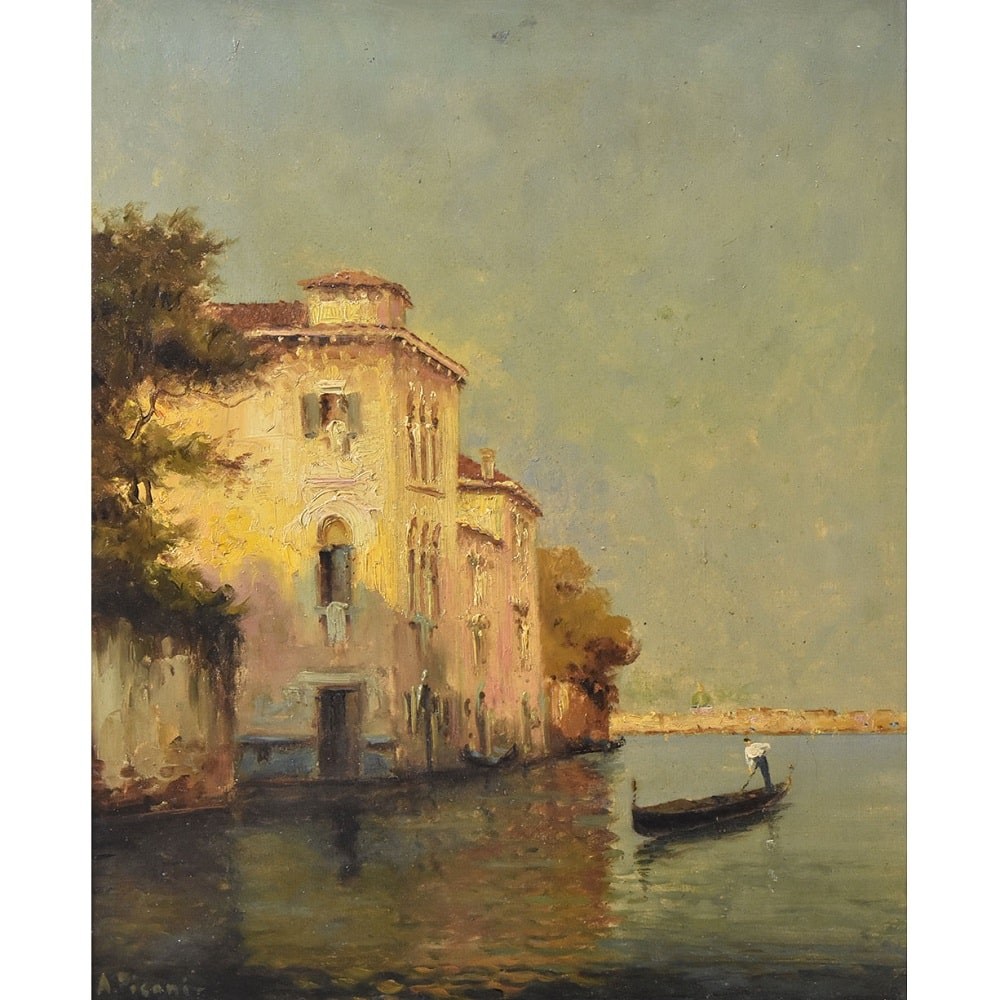 QP580 1 antique oil painting art deco venice XX century.jpg